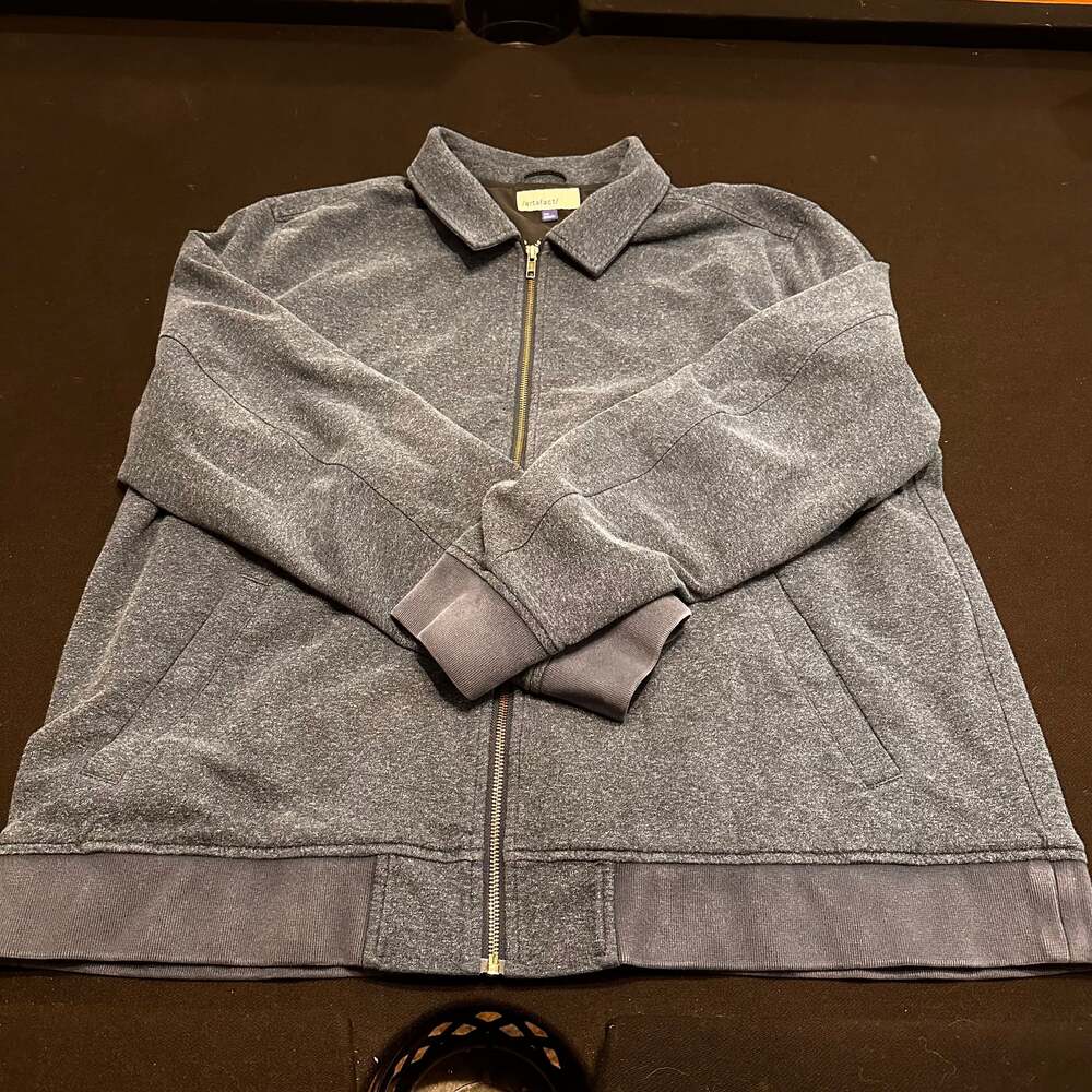 Artefact Knit Full Zip Knit Harrington Jacket Blue Grey Size XXL